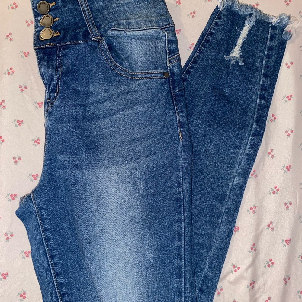 Black Label Blue Skinny Jeans Distressed Design